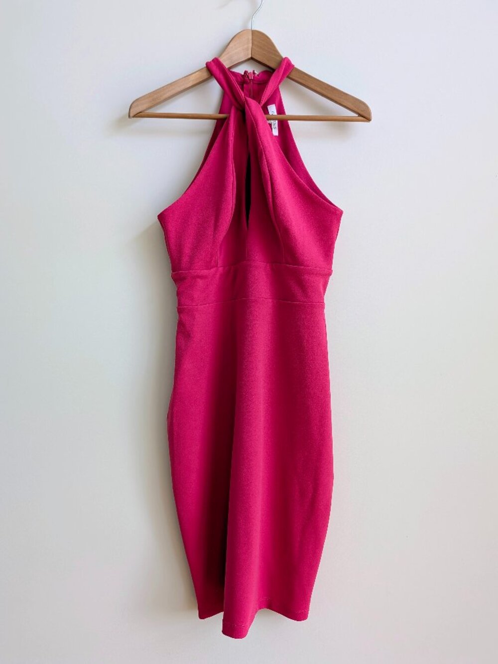 Guess Y2K Hot Fuschia Pink Fitted Halter Cross Top Dress Size 2